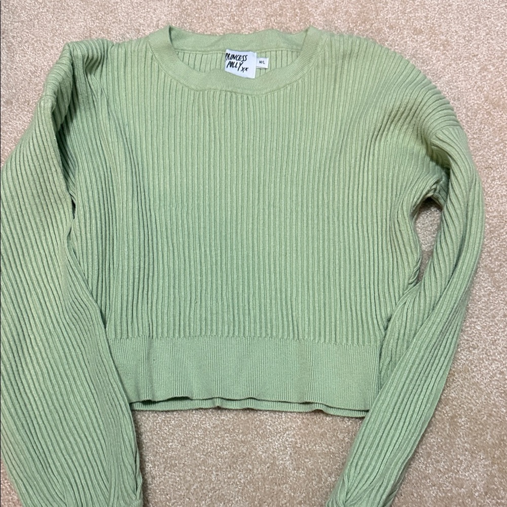 Princess Polly Light Green Ribbed Sweater